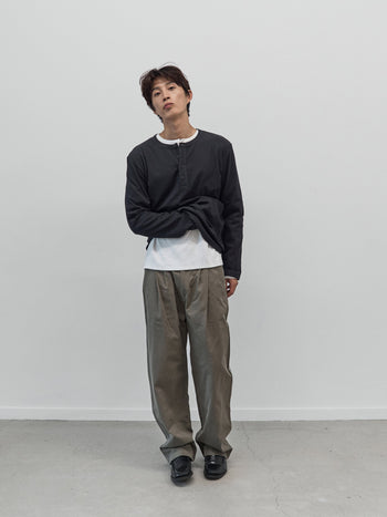 Henley Neck Long Sleeve T-Shirt (Charcoal)