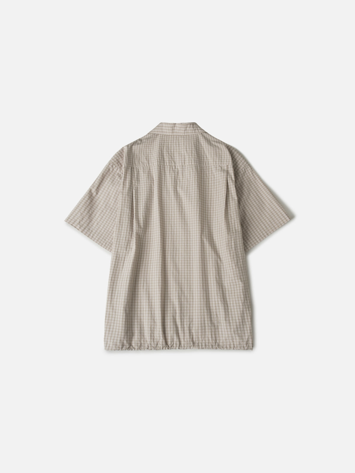 Open Collar Check Shirts (Beige)