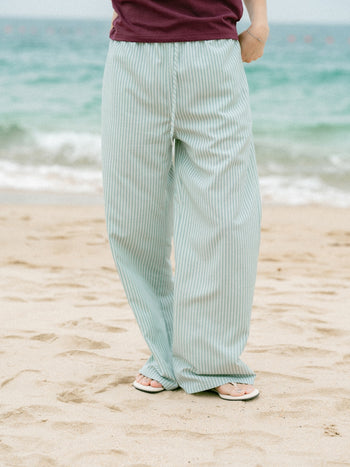 Easy Stripe Banding Pants (Stripe Olive)