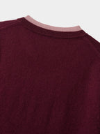Layered Wool Round Knit (Burgundy-Pink)
