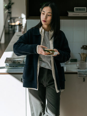 2way Zip-up Cardigan (Blue)