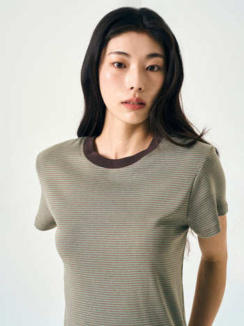 Classic Stripe Tee (Brown)