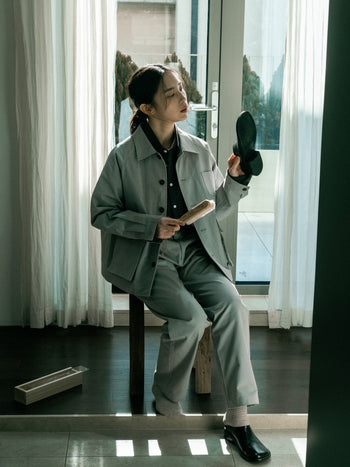 City Worker Pin-tuck Trouser (Blue Gray)