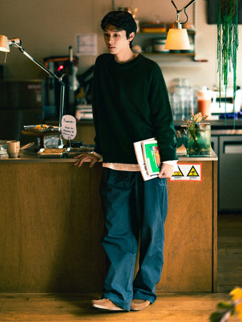 Yak Wool Crewneck Sweater (Navy)