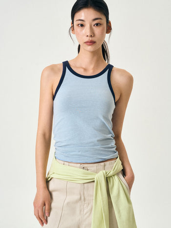 U-neck Sleeveless Top (Navy)