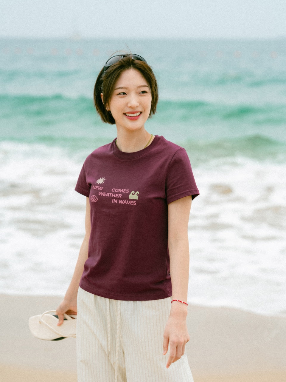 Weather in Waves Tee (Merlot)