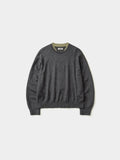 Layered Wool Crew Knit (Charcoal-Olive)