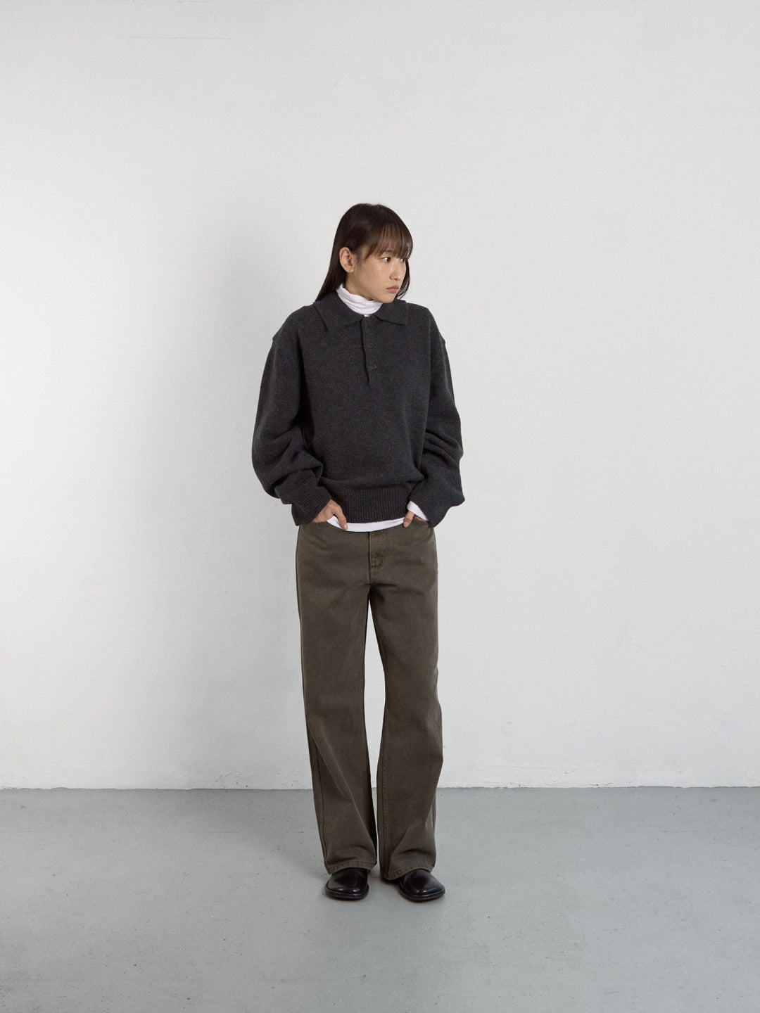 Shaggy Dog Collar Knit (Charcoal)