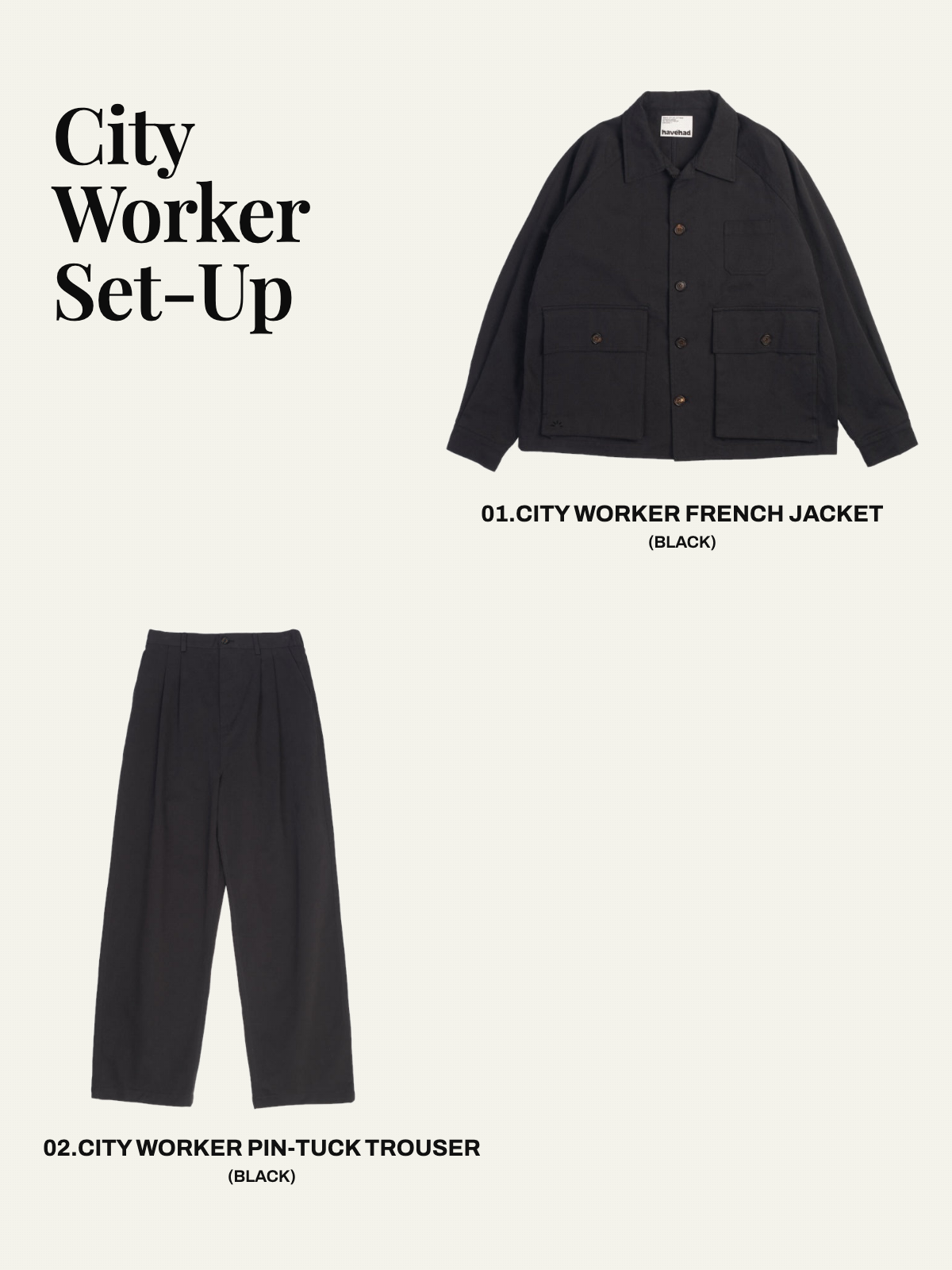 City Worker French Set-up (Black) — set overview