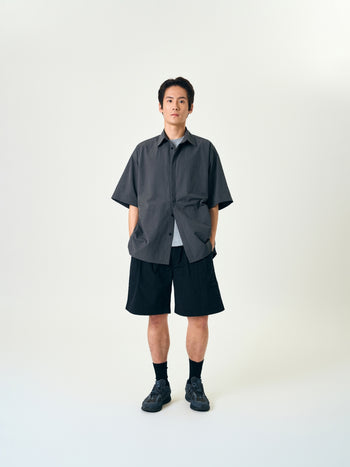 Hidden Type Half Sleeve Shirts (Navy)