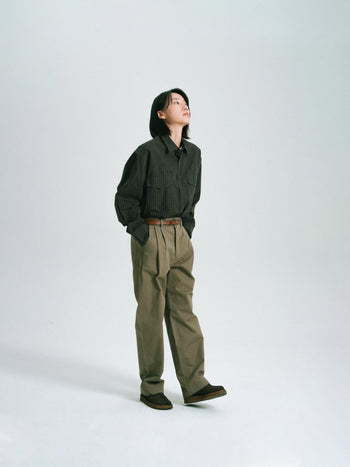Classic Check Western Shirts (Olive Green)