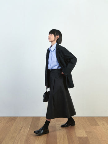 (W)Relaxed Flare Chino Skirt (Black)