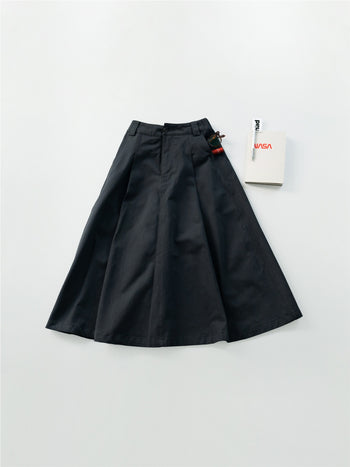 (W)Relaxed Flare Chino Skirt (Black)