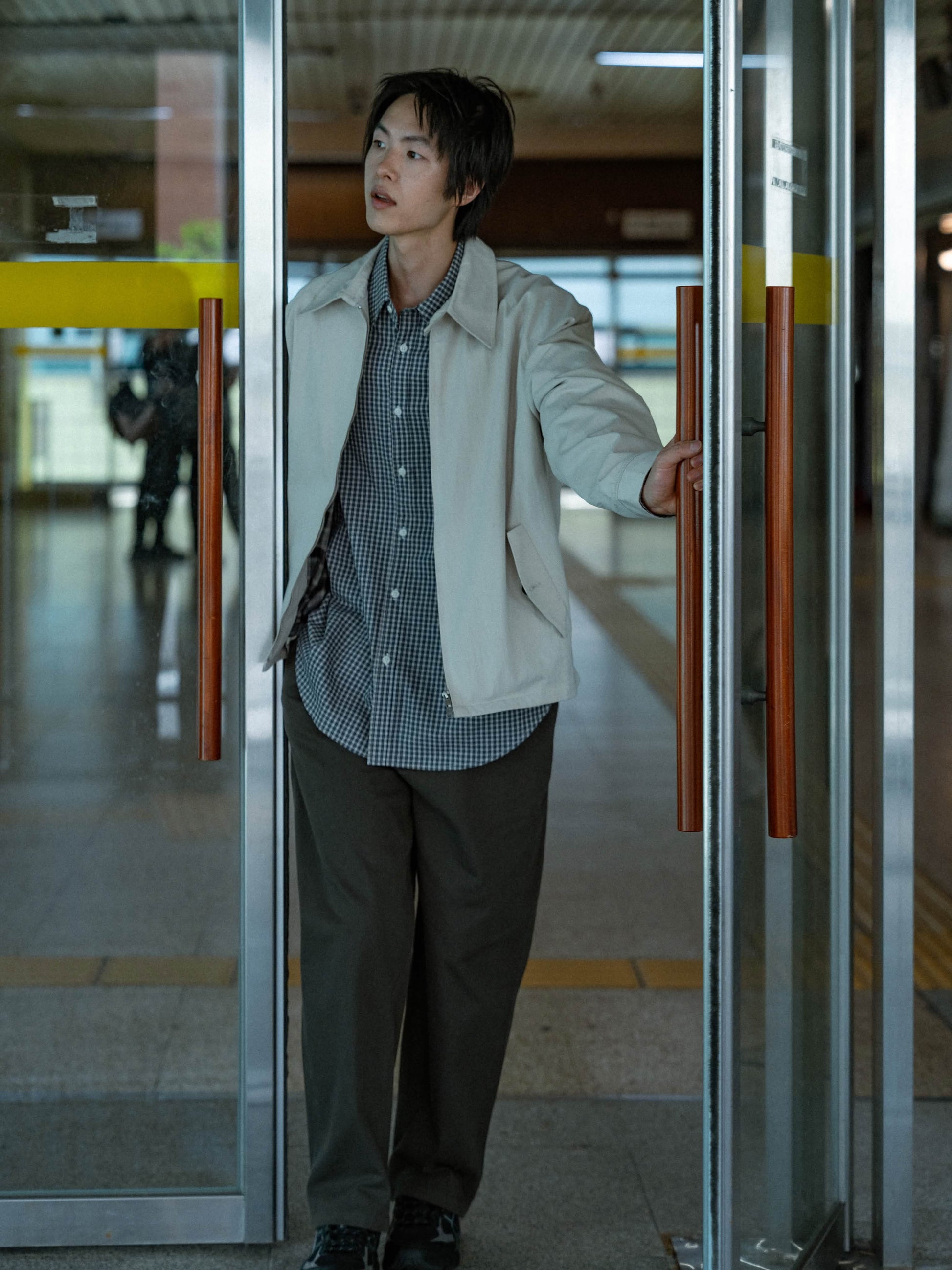 Glen Cotton Drizzler Jacket (Beige)