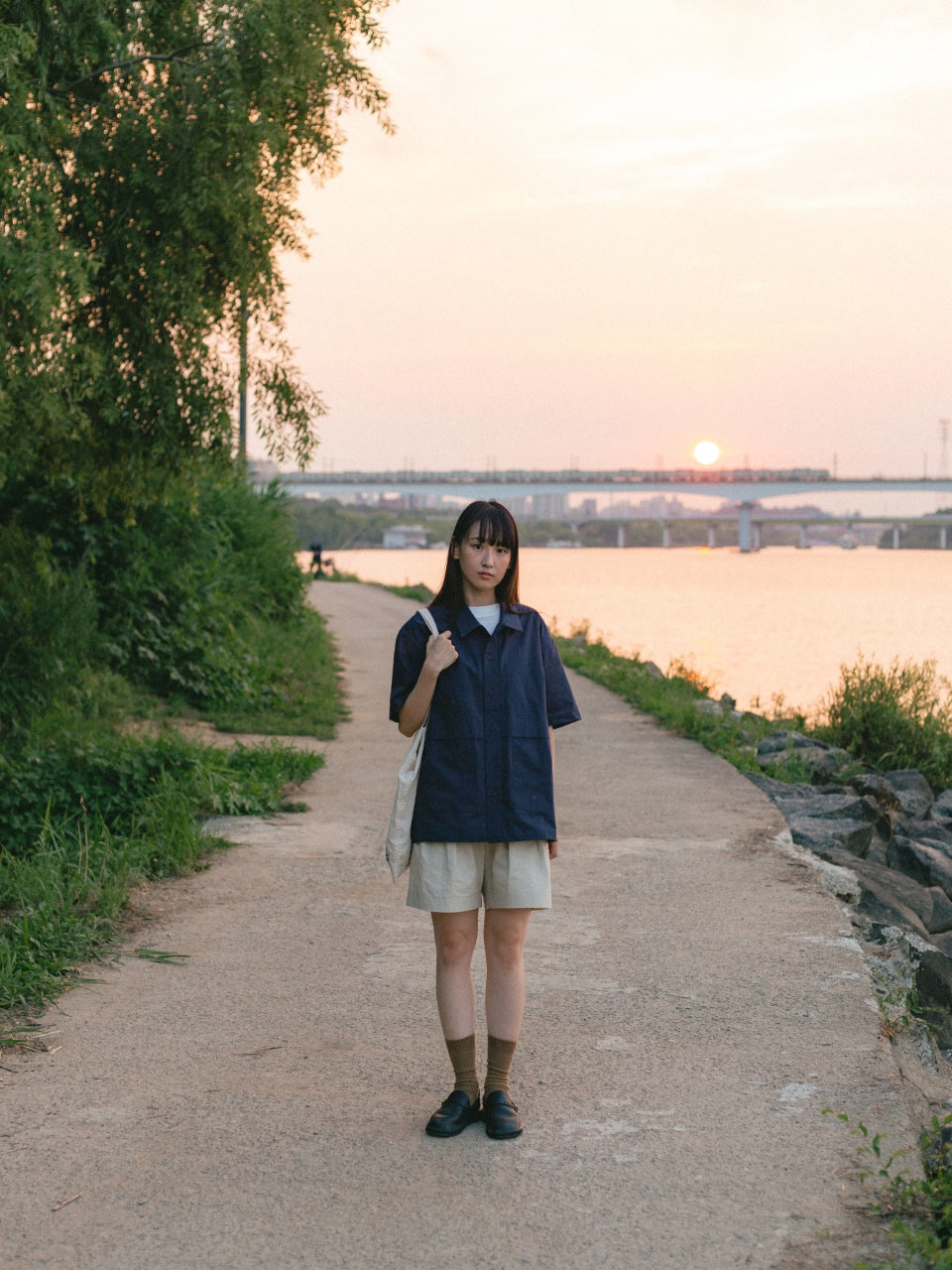 City Summer Light Half Shirts (Navy)