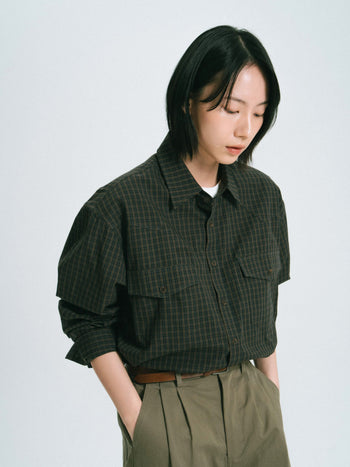 Classic Check Western Shirts (Olive Green)