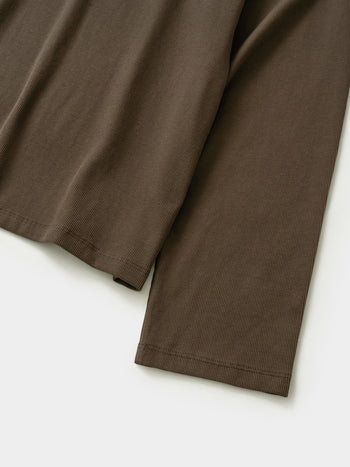 Henley Neck Long Sleeve T-Shirt (Brown)