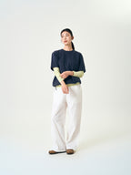 Relaxed Half String Tee (Navy)