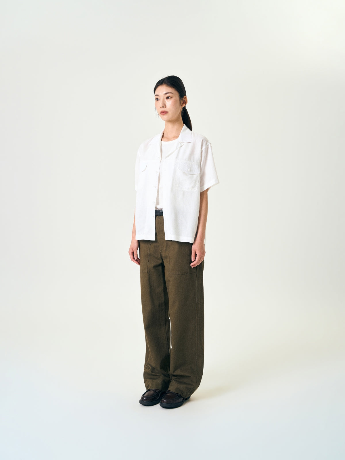 Double Pocket Slub Shirts (White)