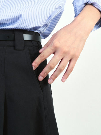 (W)Relaxed Flare Chino Skirt (Black)