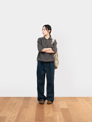 Airy Cotton Collar Knit (Charcoal)