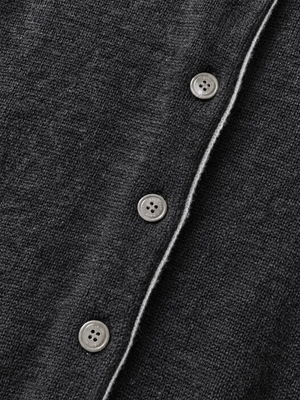 High-Neck Two-Tone Cardigan (Charcoal-Gray)