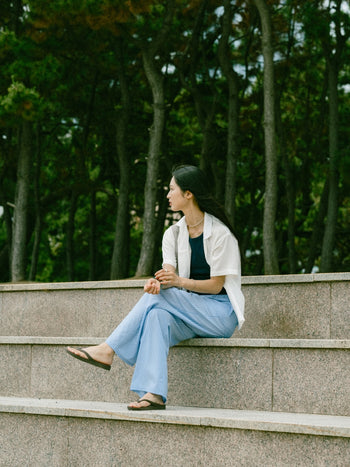 Easy Stripe Banding Pants (Stripe Olive)