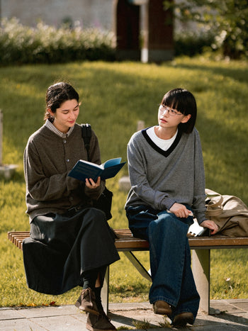 (W)Relaxed Flare Chino Skirt (Black)