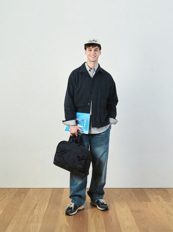 Loose Fit Pin-tuck Denim Pants - Mid Indigo | A3 (XL)