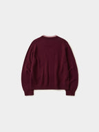 Layered Wool Round Knit (Burgundy-Pink)