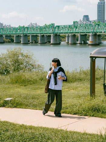 (W)Office Belted Pin-tuck Pants (Khaki)