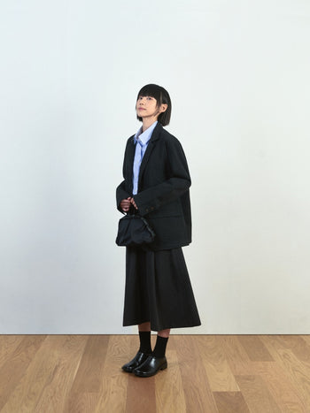 (W)Relaxed Flare Chino Skirt (Black)