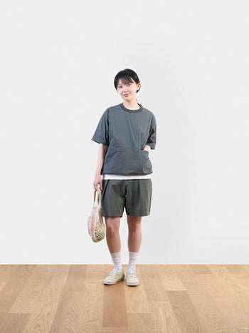 Pocket Volume String Half Tee (Charcoal)