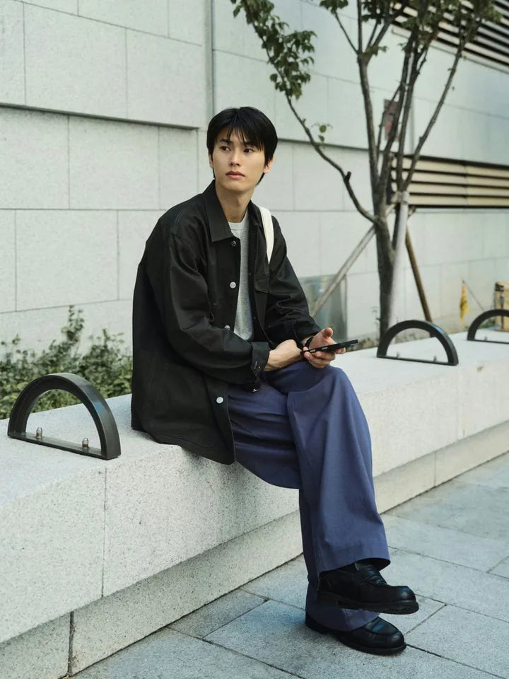 A charcoal jacket and blue pants on an afternoon in the alley — 2